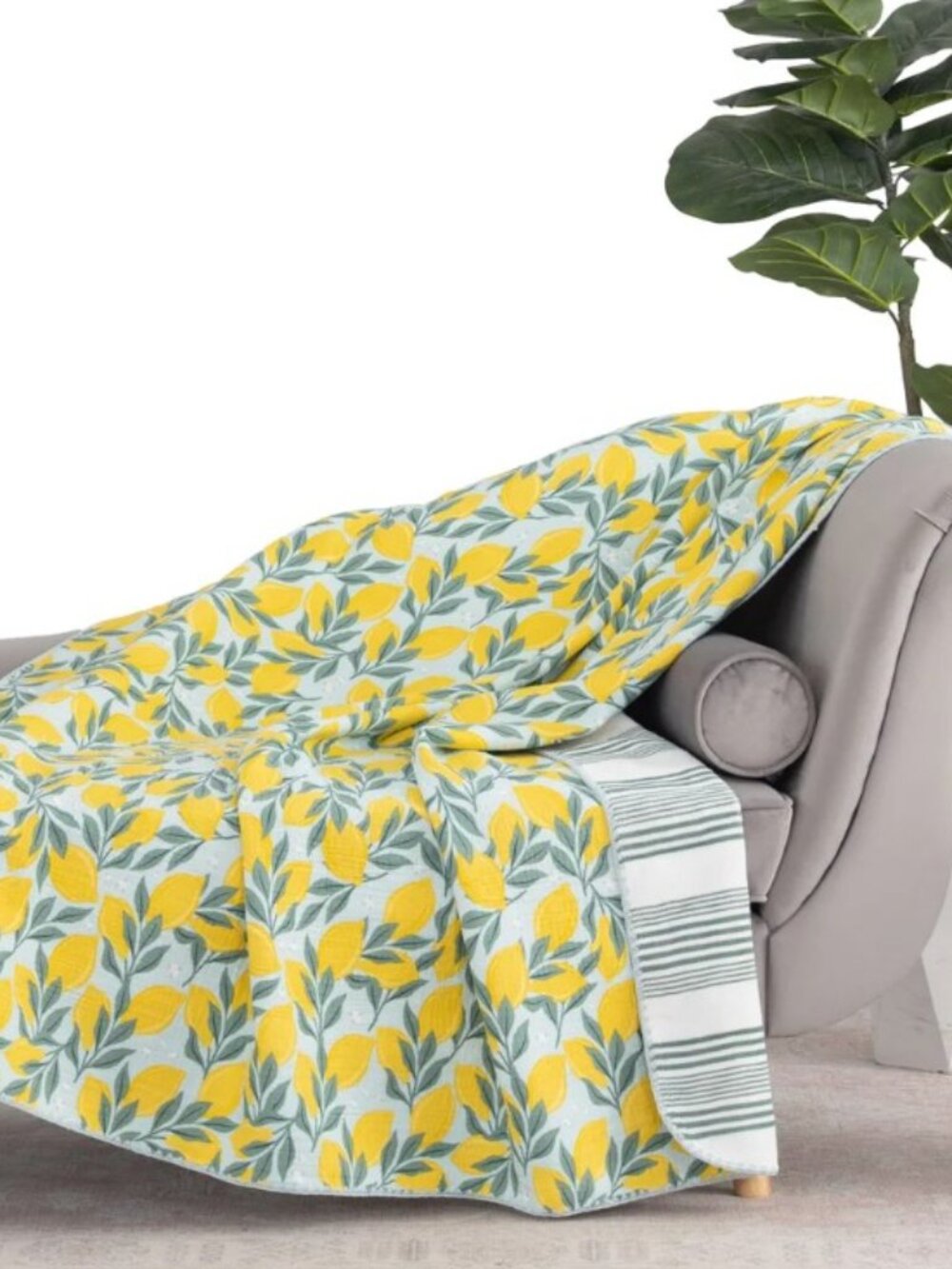 Berkshire Artist Collection Cotton Gauze Throw Reversible Velvet Plush60" x‎ 70"